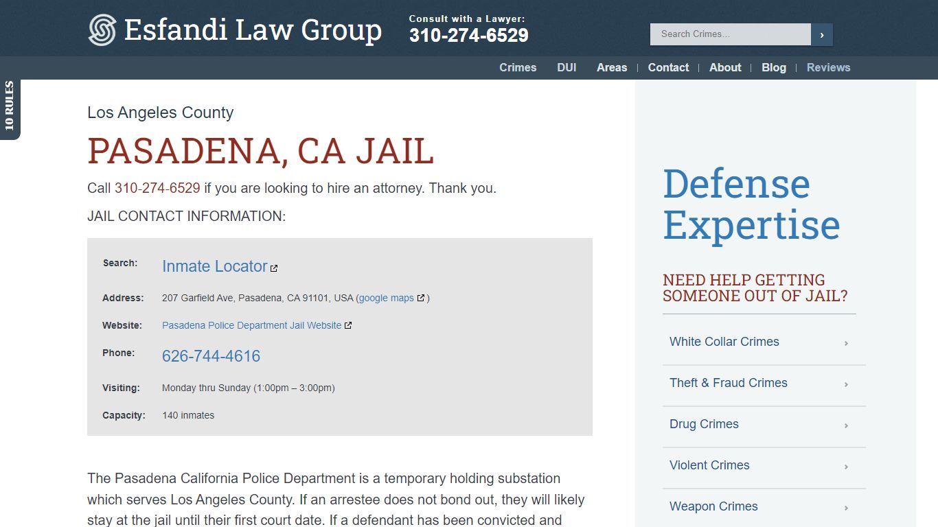 Pasadena California Jail - Los Angeles County | Inmate Locator